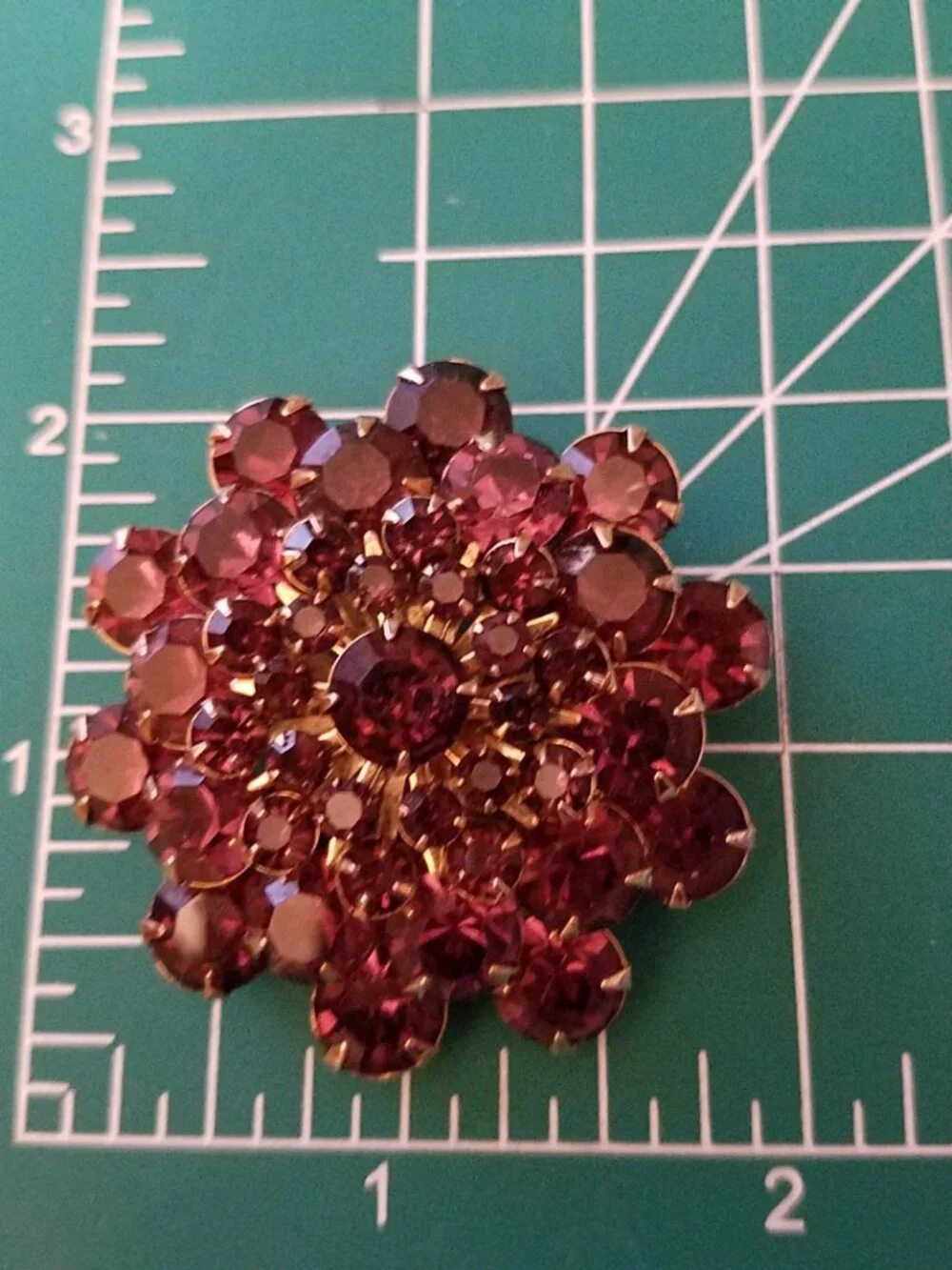 Vintage Purple Faceted Rhinestone Stacked Brooch